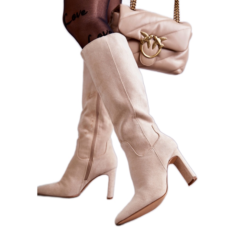 Botas altas de mujer beige