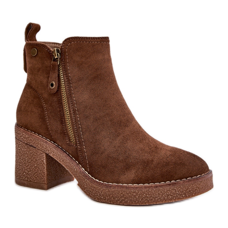 Botines de mujer marrones con tacón marrón