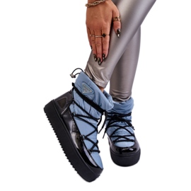 Botas de nieve con cordones de mujer azules