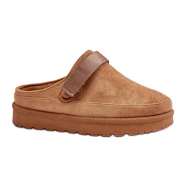 Pantuflas de mujer con plataforma Camel marrón