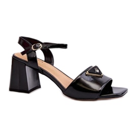 S.Barski Sandalias tacón charol negro