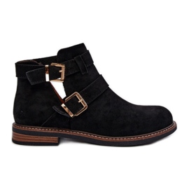 Botines de mujer con rayas decorativas Negro