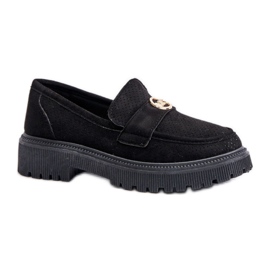 Zapatos mocasines con detalle dorado Negro