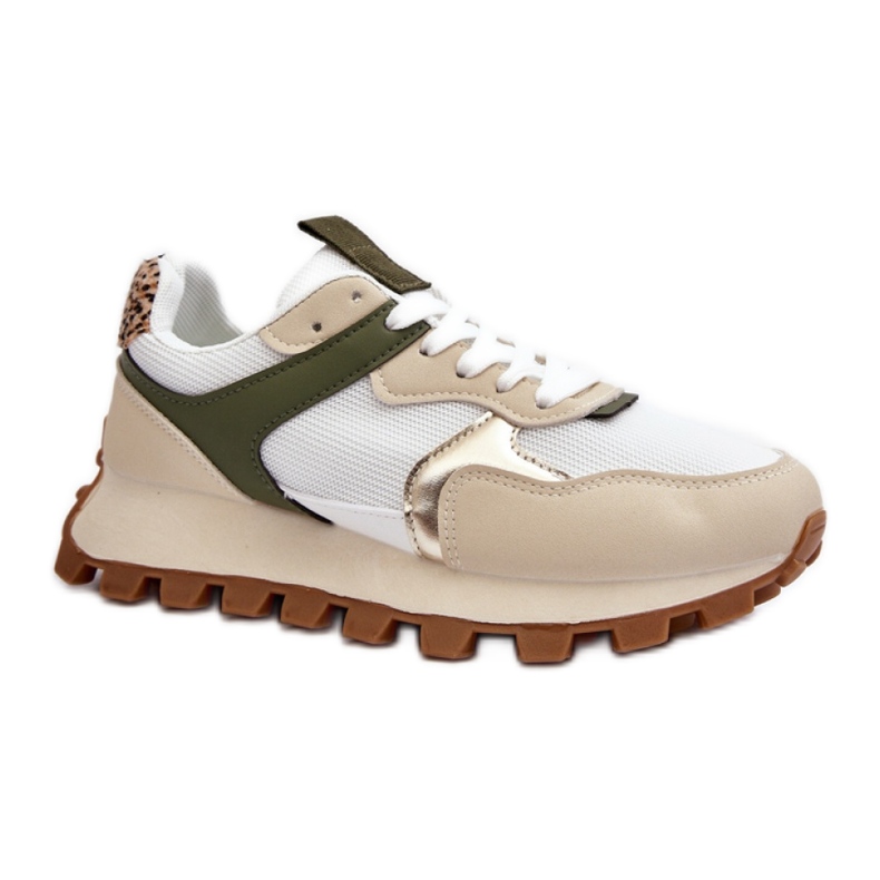 Zapatillas deportivas de mujer con plataforma Beige/Verde.