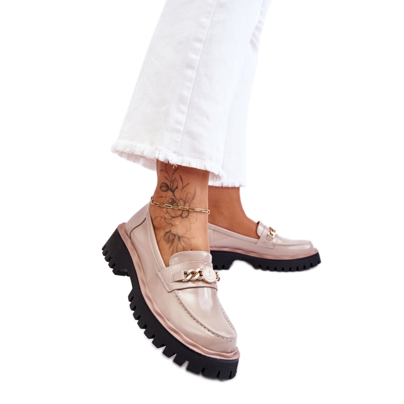 Mocasín plataforma Charol Beige