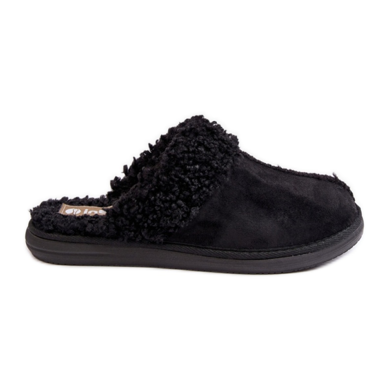 Pantuflas de mujer Inblu Black con pelo negro