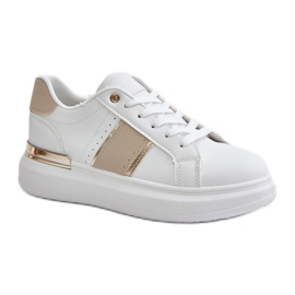 Calzado deportivo de mujer con plataforma Beige. blanco