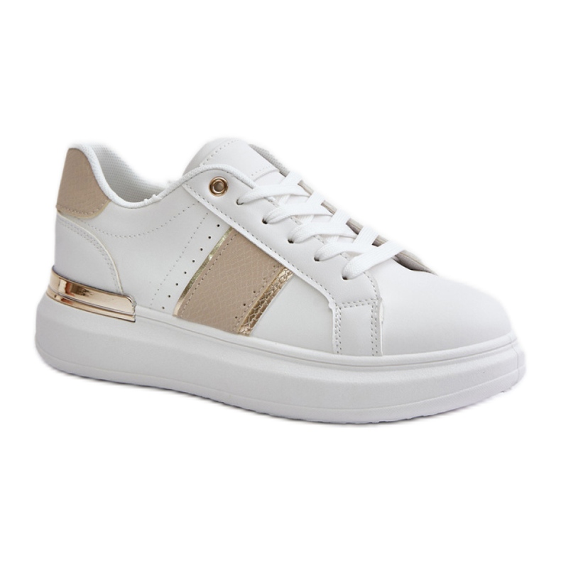 Calzado deportivo de mujer con plataforma Beige. blanco