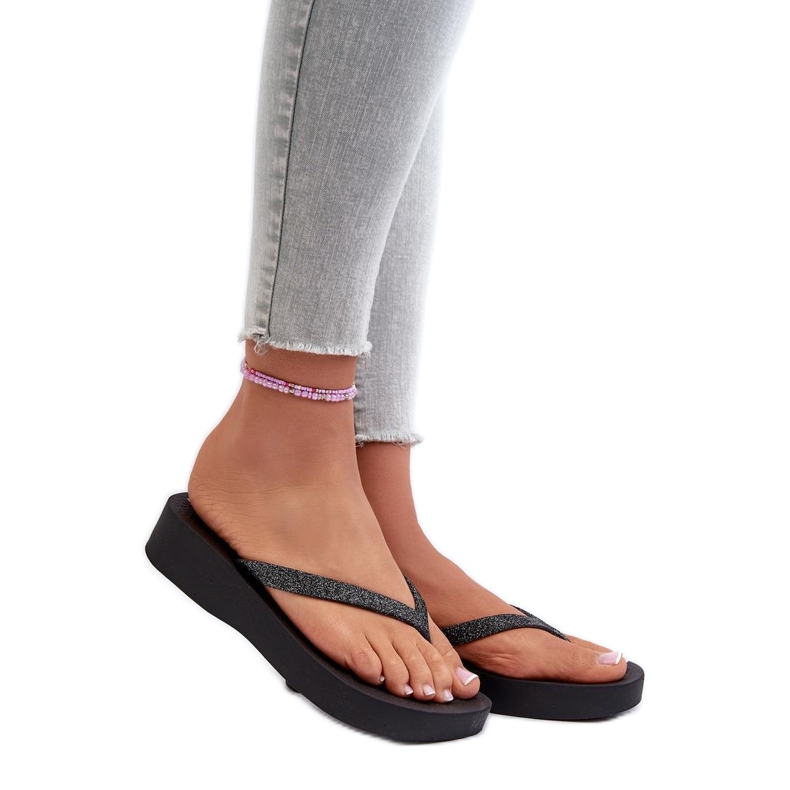 Ipanema Chanclas con raya negra brillante negro