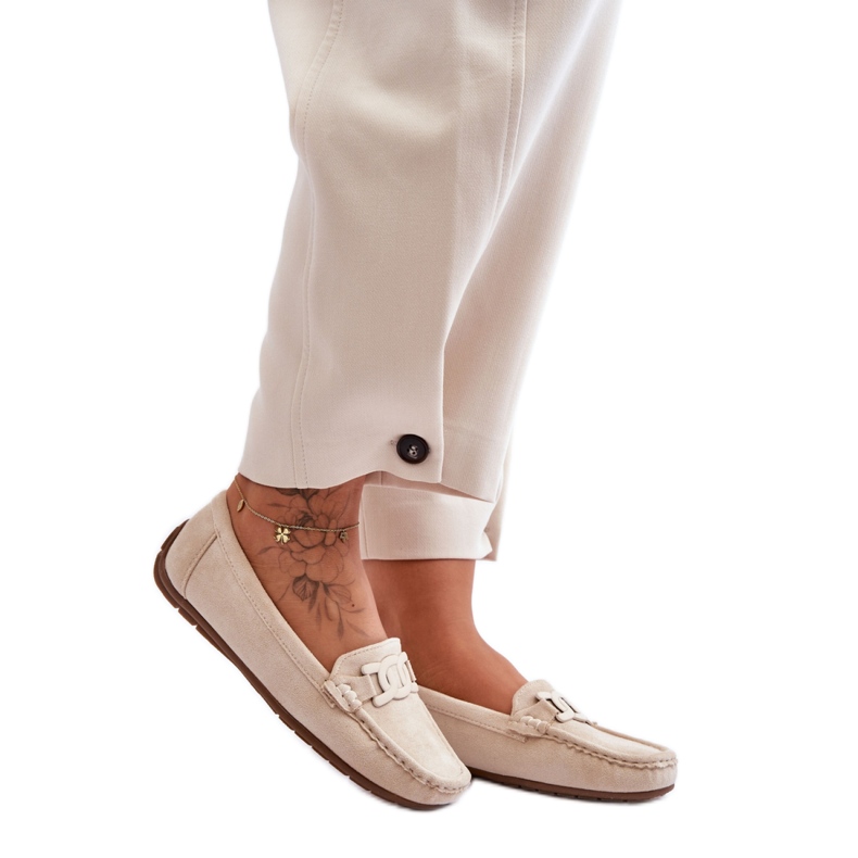 Mocasines mujer ante beige
