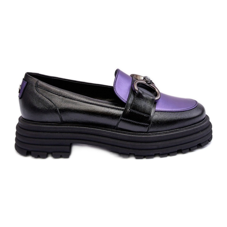 Mocasines de mujer con plataforma masiva Negro/Violeta Mocasines de mujer con plataforma masiva Negro/Violeta