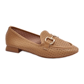Mocasines planos de mujer camel marrón