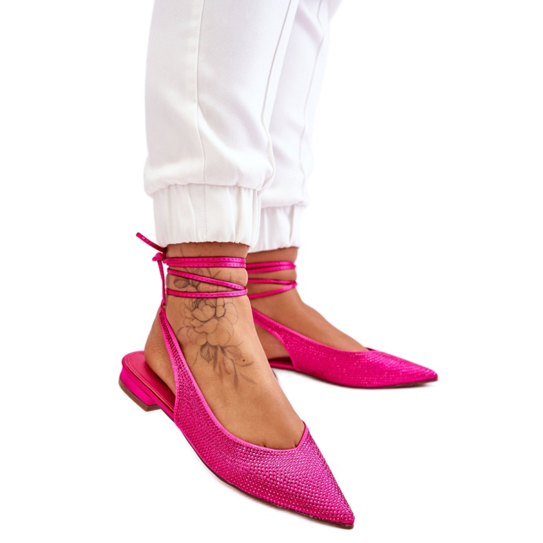 Bailarinas atadas con pedrería fucsia rosado