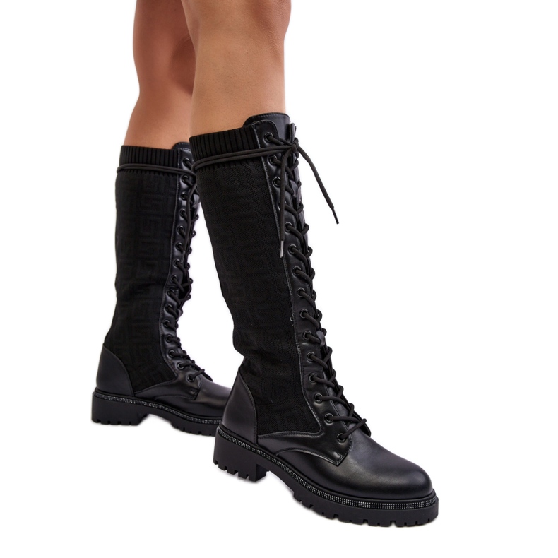 Botas de mujer con parte superior elástica Negro