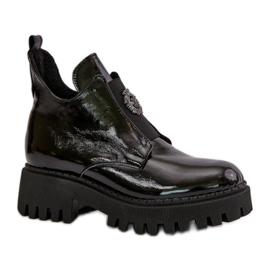 Botines mujer de piel con decoración Zazoo Black negro