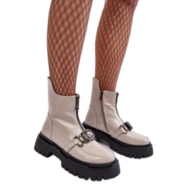 Botas planas mujer Laca Gris Claro