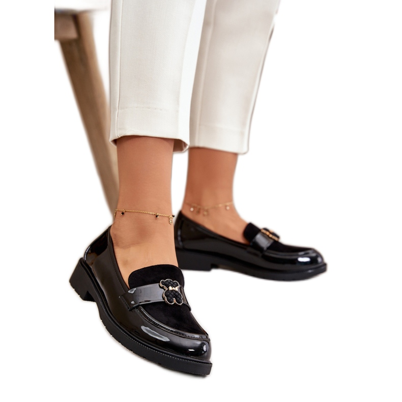 Mocasines de mujer con decoración S.Barski Laca Negra negro