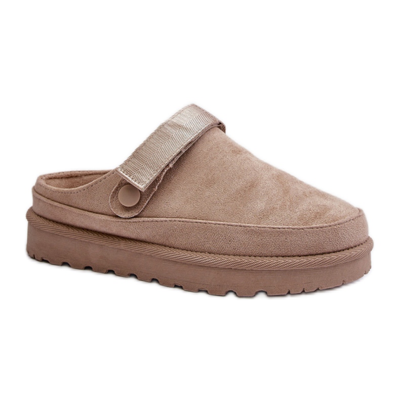 Zapatillas de casa mujer beige con plataforma