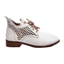 Zazoo Botines blancos de mujer con pala calada