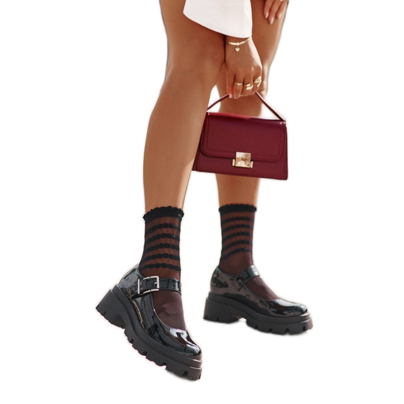 Zapatos de mujer de charol con hebilla Lakier Negra negro Zapatos de mujer de charol con hebilla Lakier Negra negro