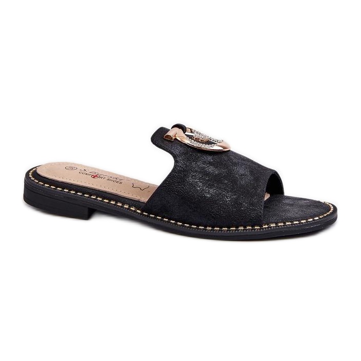 Chanclas de mujer con decoración S.Barski Black negro