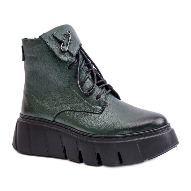 Zazoo Botas de plataforma de mujer verde oscuro