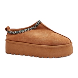 Pantuflas de mujer con plataforma Camel marrón