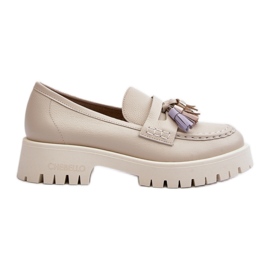 CheBello Mocasines elegantes con flecos beige