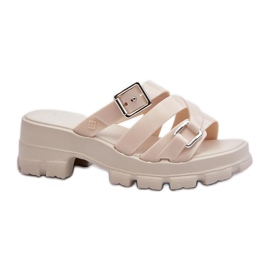 Chanclas de tacón mujer Zaxy Beige Claro