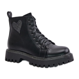 Botines de mujer con corazón decorativo Negro