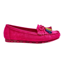 Mocasines de mujer con flecos Fucsia rosa