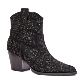 S.Barski Botas cowboy de tacón alto con adornos en negro