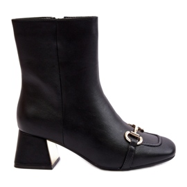 Botines de tacón con decoración Negra negro