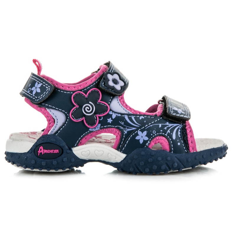 American Club Sandalias Con Flores azul