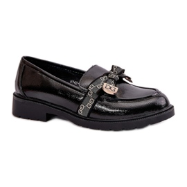 S.Barski Mocasines charol negro con lazo