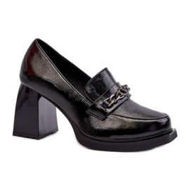 Zapatos de tacón charol negro