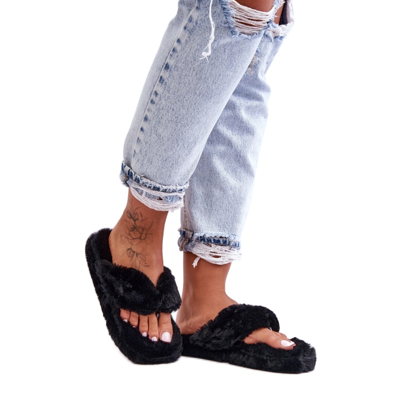 Chanclas de pelo para mujer Negro