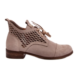 Zazoo Botines de mujer beige con pala calada Zazoo Botines de mujer beige con pala calada