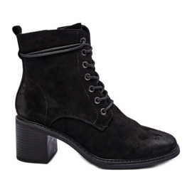 Botines tacón bajo mujer ante negro