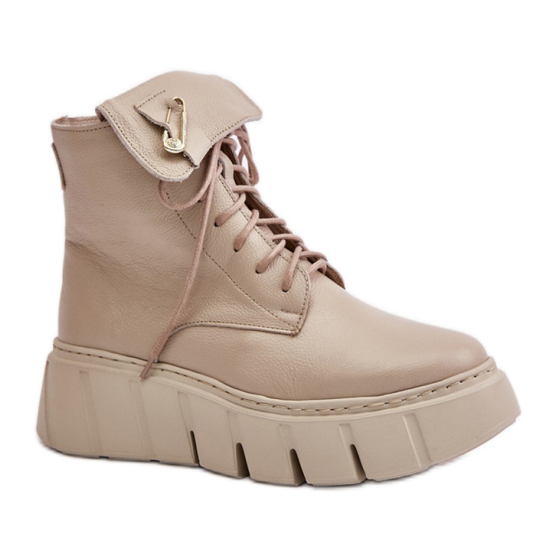 Zazoo Botas plataforma mujer Beige