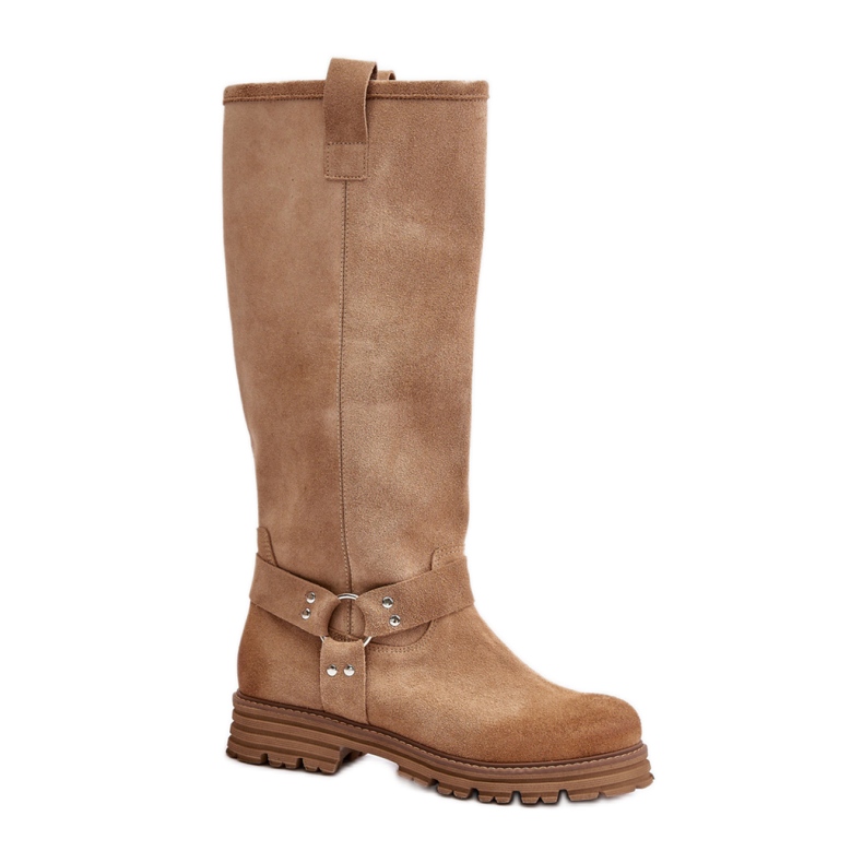 Botas de mujer confeccionadas en ante natural Lewski Beige