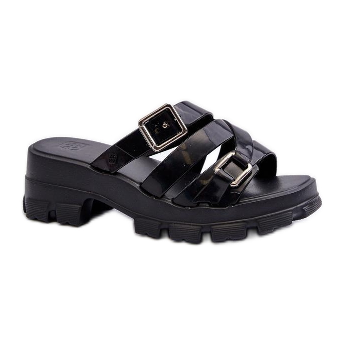 Chanclas de mujer Zaxy Black con tacón bajo negro