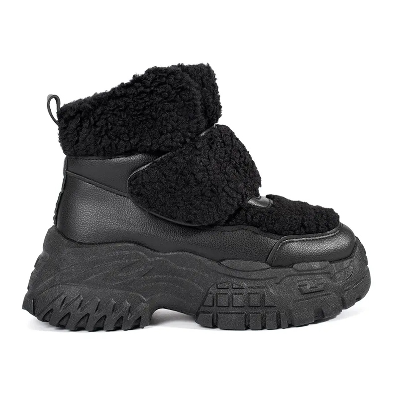 Seastar Botas de nieve negras con plataforma y pelo de borrego negro