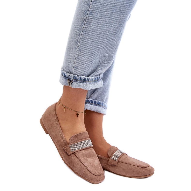 Mocasines de mujer con pedrería Marrón