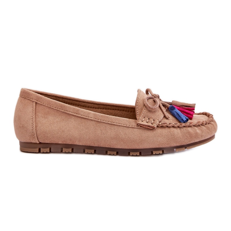 PS1 Mocasines de mujer beige con flecos. PS1 Mocasines de mujer beige con flecos.