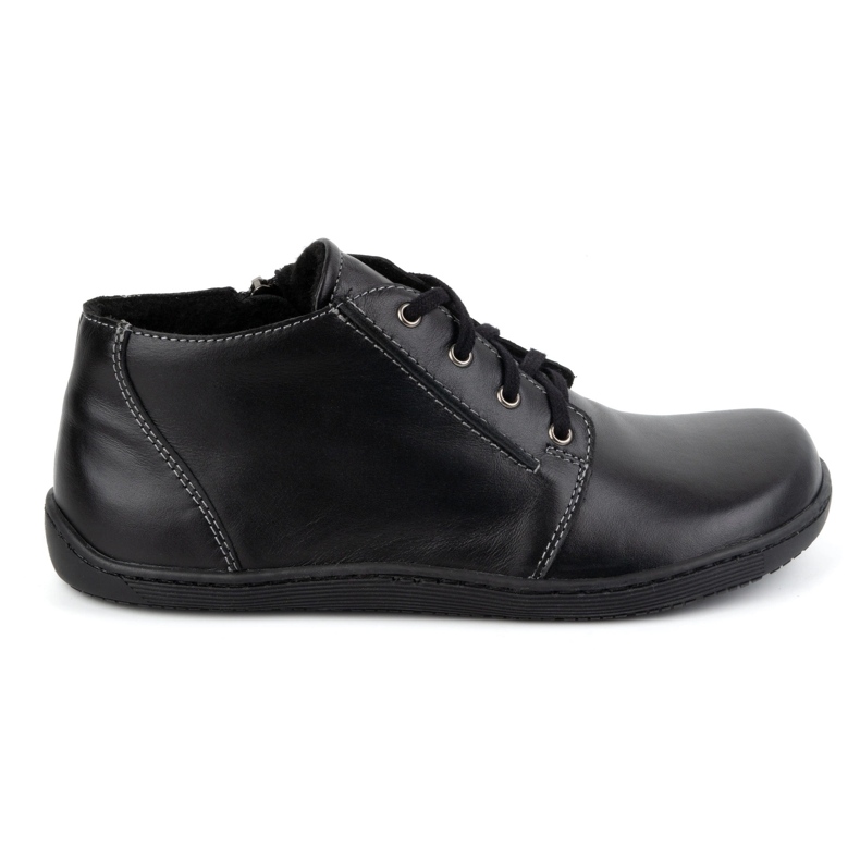 Olivier Zapatos de mujer descalzos de piel, ligeramente aislados, caña alta con cremallera 787 negro