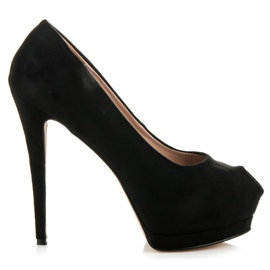 Vices Tacones de gamuza con punta abierta negro