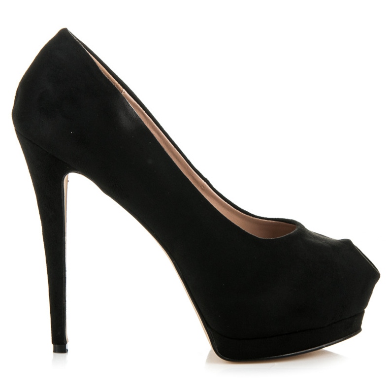 Vices Tacones de gamuza con punta abierta negro