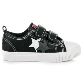 L&H Zapatillas De Cuero Con Velcro negro