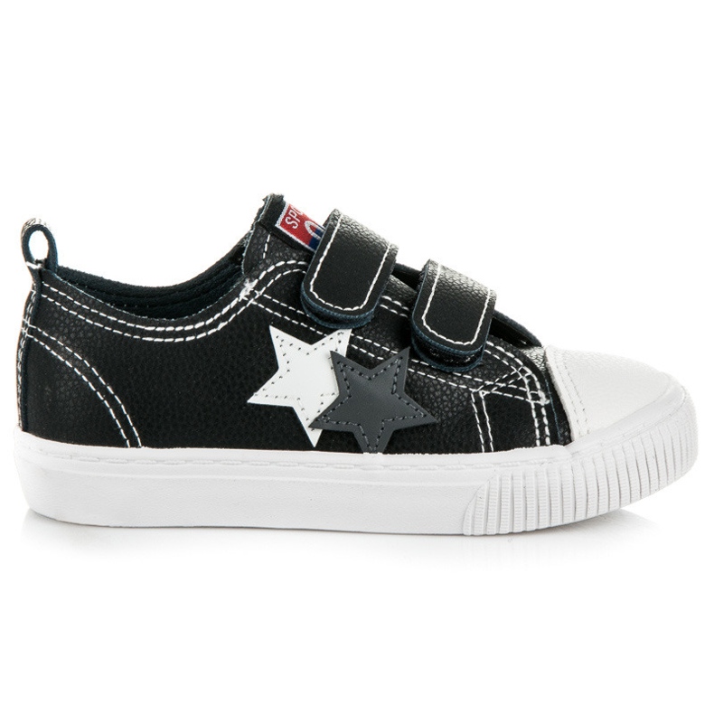 L&H Zapatillas De Cuero Con Velcro negro